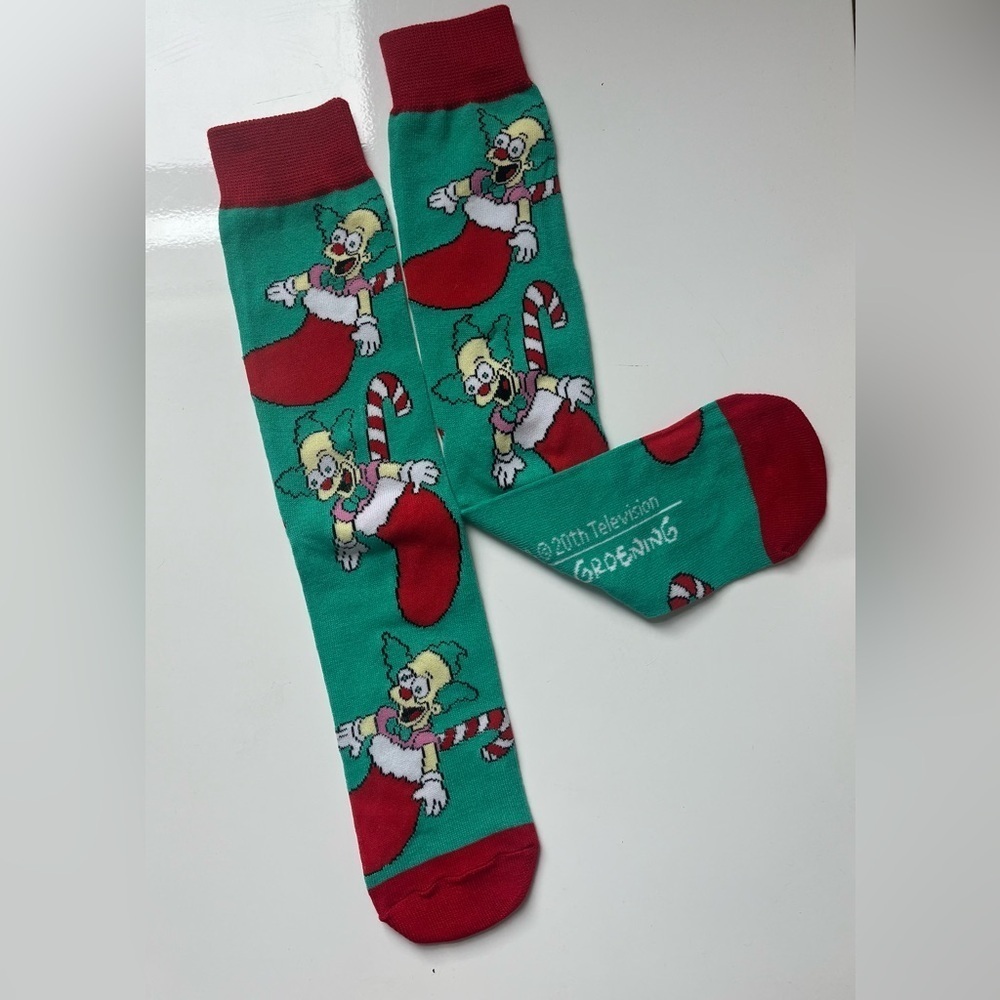 NWOT The Simpsons Crew Socks Krusty the Clown in a stocking for Shoe Size 6-12